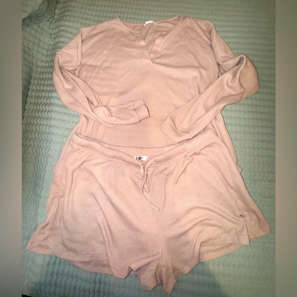 Ekouaer Pajamas Waffle Knit Lounge Set 2 Piece Outfits with Pockets. Size XXL - Picture 1 of 7